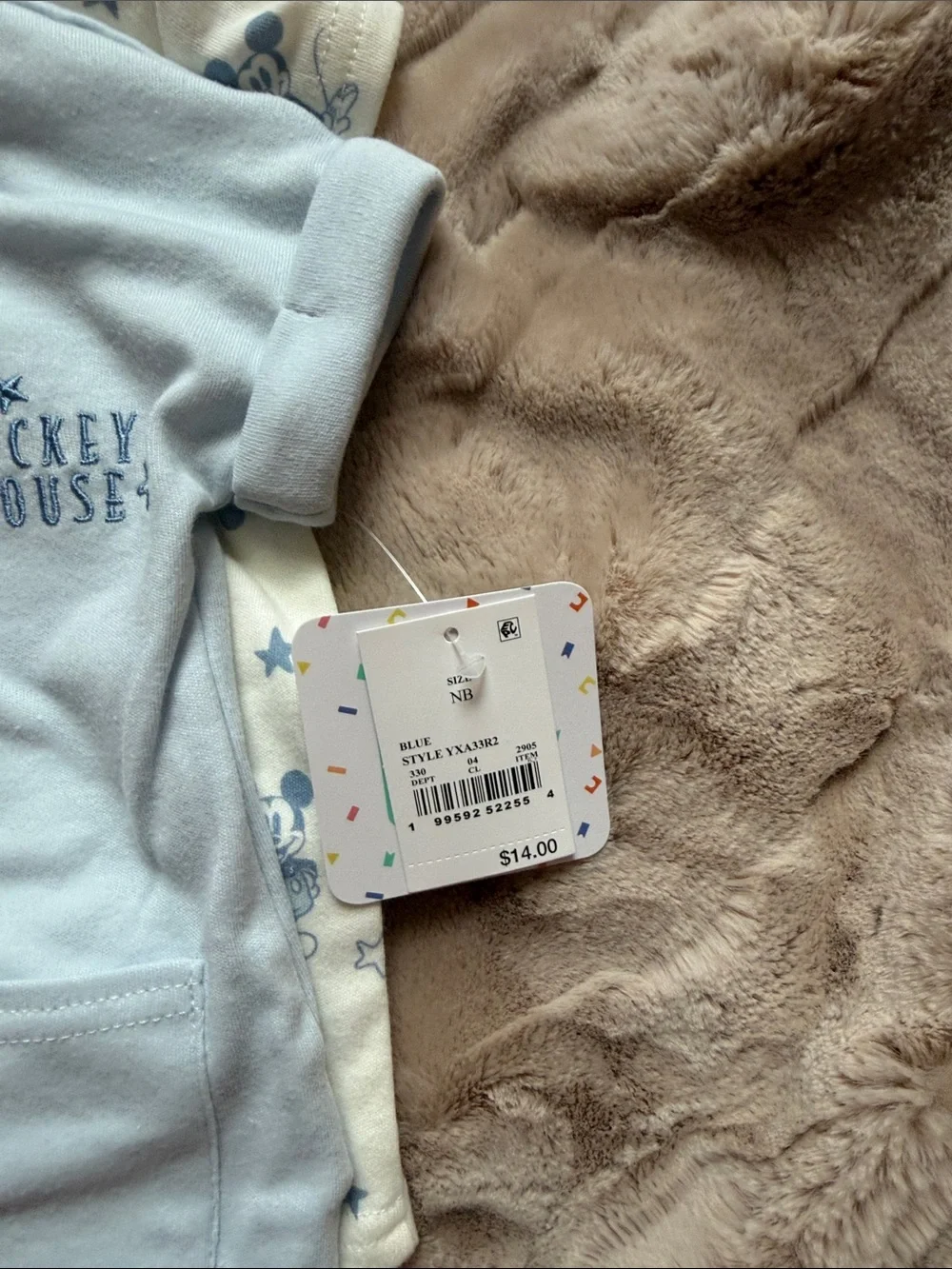 Disney Light Blue Mickey Mouse Short Sleeve One-Piece Footie
